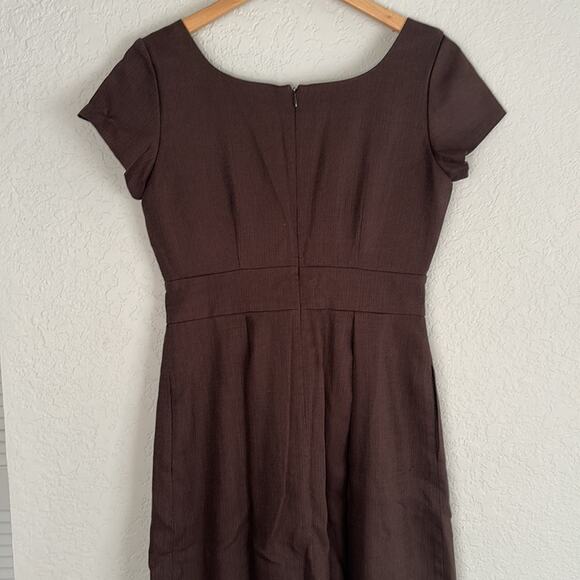 Vintage Talbots Silk Brown Dress Polka Dot Bow Preppy Fall Derby Party Twee Prep - Picture 6 of 6